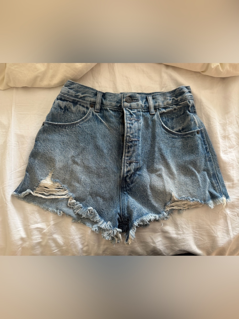 Moussy classic High-Rise 4 buttons Denim Women's Shorts - Light Blue